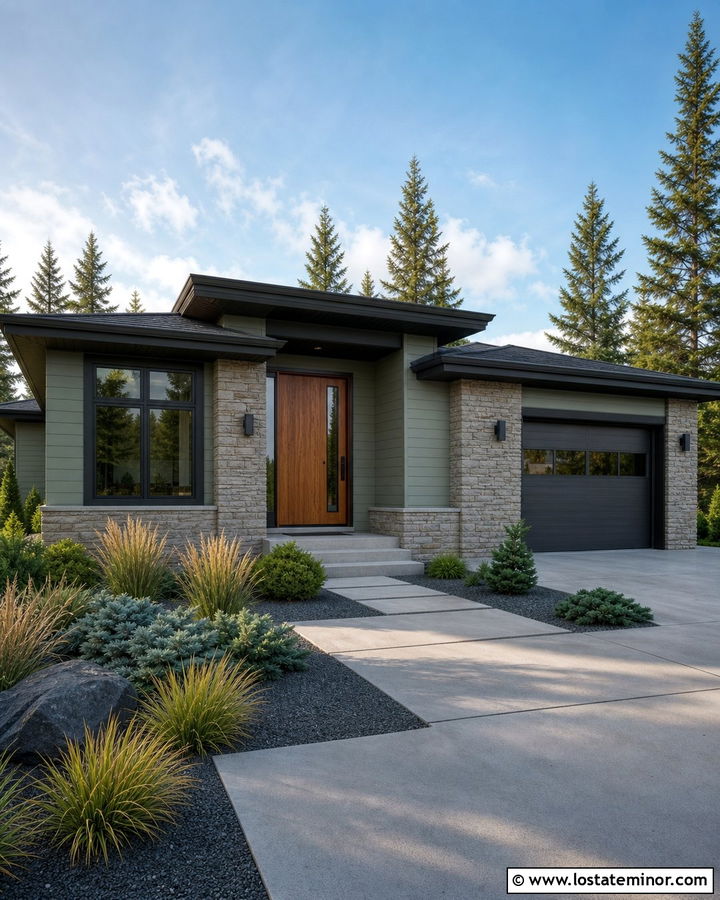 Sage Green House With Walnut Front Door - 30 Sage Green House Design With Entry Door Ideas