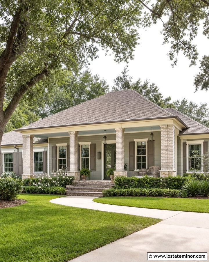 Sage Green House With Warm Gray Hip Roof - 30 Sage Green House Design With Roof Ideas