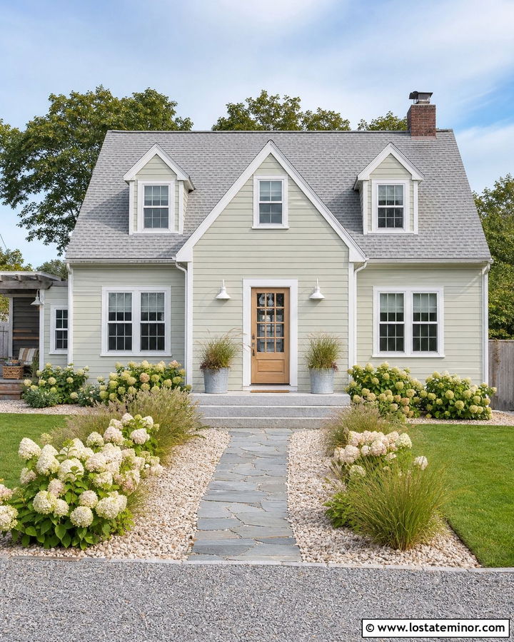 Sage Green House With White Coastal Sconces - 30 Sage Green House Design With Lighting Ideas