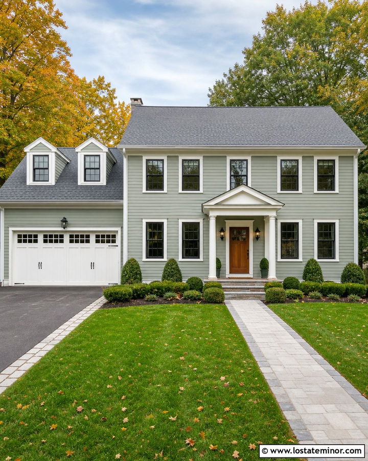 Sage Green House With White Garage Door Windows - 30 Sage Green House Design With Garage Door Ideas