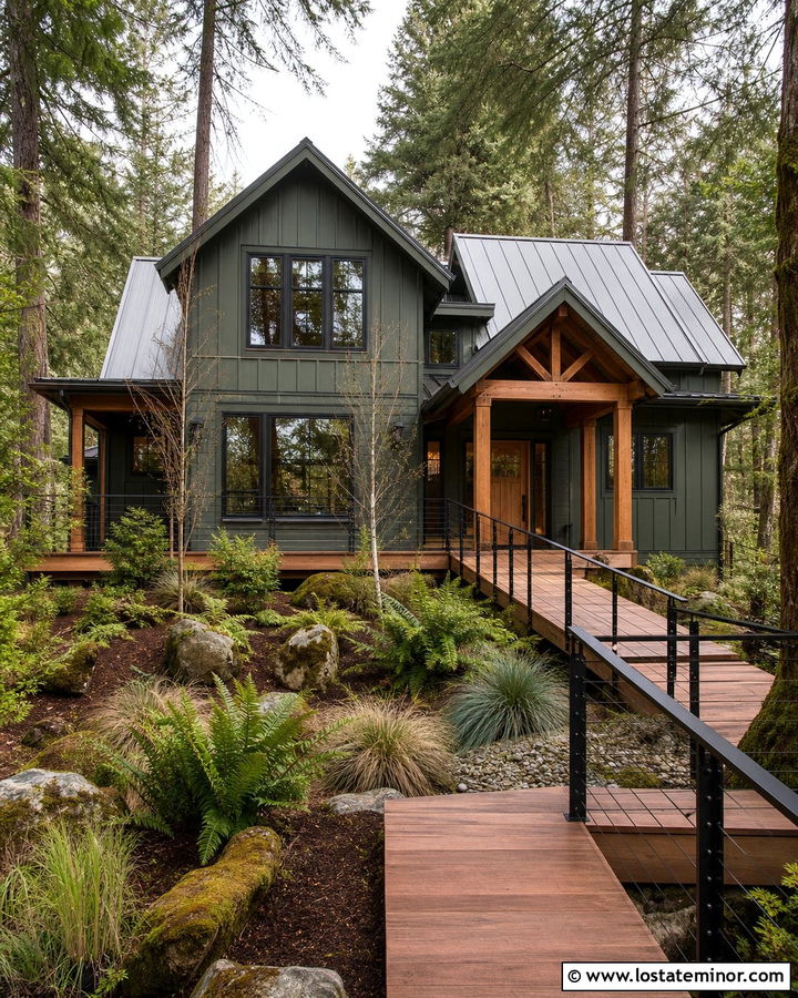 Sage Green House With Wood Boardwalk - 30 Sage Green House Design With Walkway Ideas