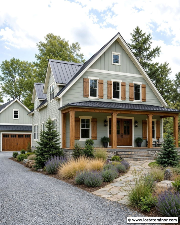 Sage Green House With Wood Shutters - 30 Sage Green House Design With Accents Ideas
