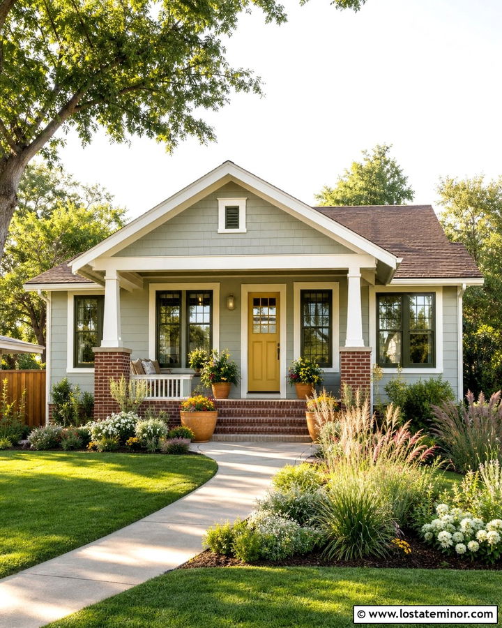 Sage Green House With Yellow Front Door - 30 Sage Green House Design With Entry Door Ideas