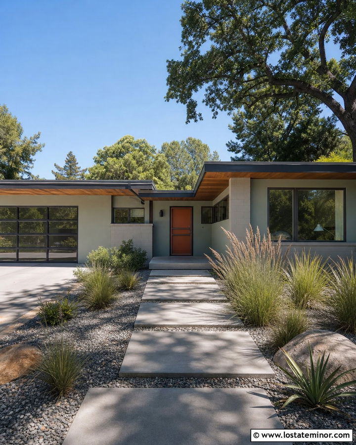 Sage Green Midcentury House With Minimal Screen Door - 30 Sage Green House Design With Screen Door Ideas