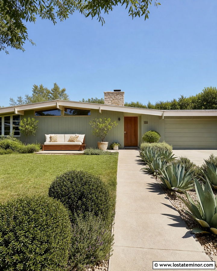 Sage Green Midcentury House With Teak Daybed - 30 Sage Green House Design With Daybed Ideas