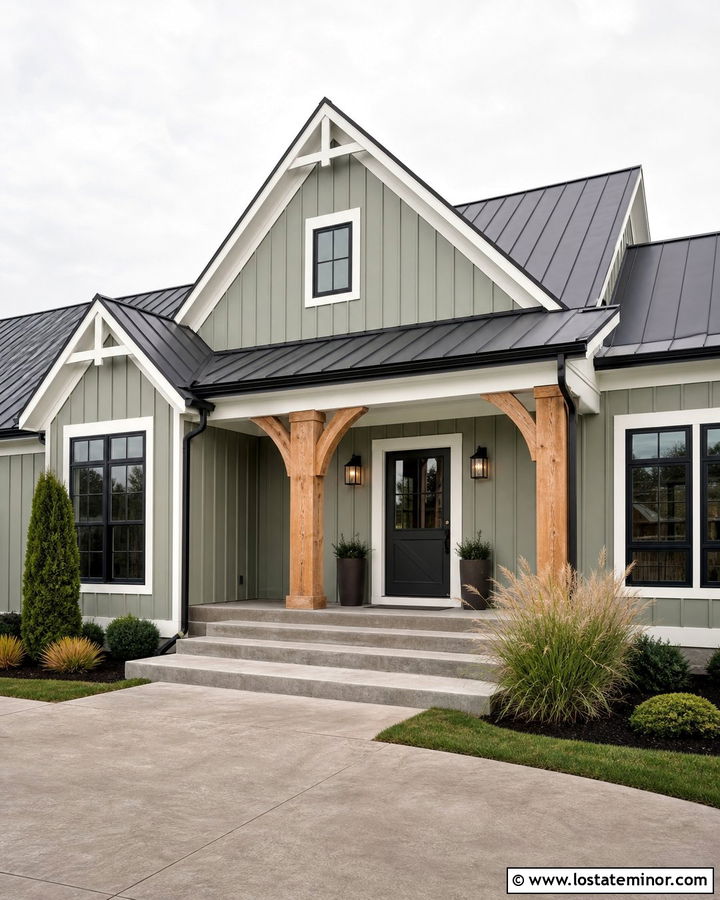 Sage Green Modern Farmhouse With Charcoal Dutch Door - 30 Sage Green House Design With Dutch Door Ideas