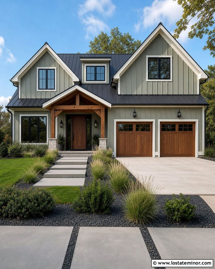 Sage Green Modern Farmhouse With Retractable Screen Door - 30 Sage Green House Design With Screen Door Ideas