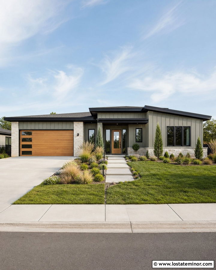 Sage Green Modern House With Flat Shingles - 30 Sage Green House Design With Shingles Ideas