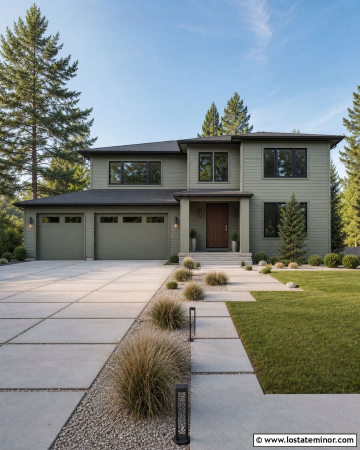 Sage Green Monochromatic Siding - 30 Sage Green House Design With Siding Ideas
