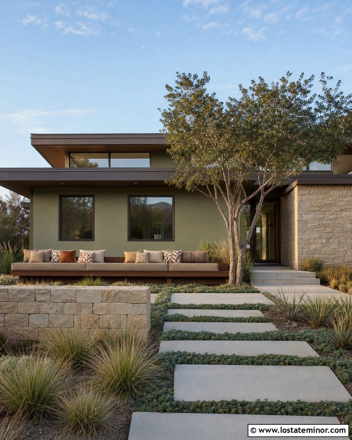 Sage Green Prairie House With Platform Daybed - 30 Sage Green House Design With Daybed Ideas
