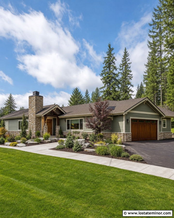 Sage Green Ranch House With Exterior Chimney - 30 Sage Green House Design With Chimney Ideas