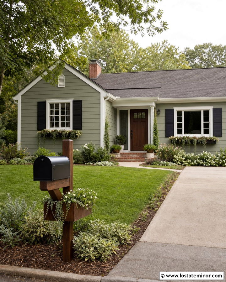 Sage Green Ranch House With Mailbox Planter - 30 Sage Green House Design With Mailbox Ideas
