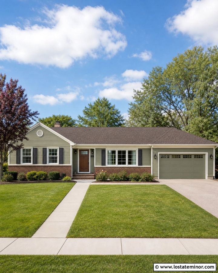 Sage Green Ranch With Brick Wainscoting - 30 Sage Green House Design With Wainscoting Ideas
