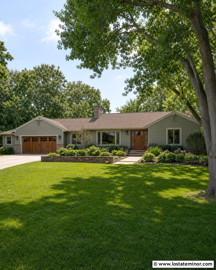 Sage Green Ranch With Brown Roof Shingles - 30 Sage Green House Design With Shingles Ideas