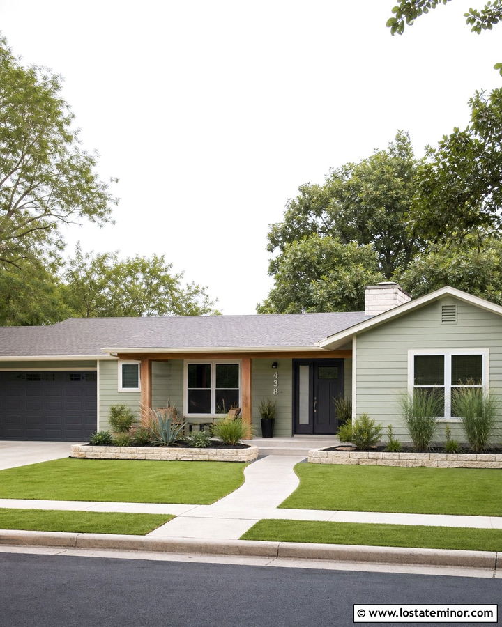 Sage Green Ranch With White House Numbers - 30 Sage Green House Design With House Numbers Ideas