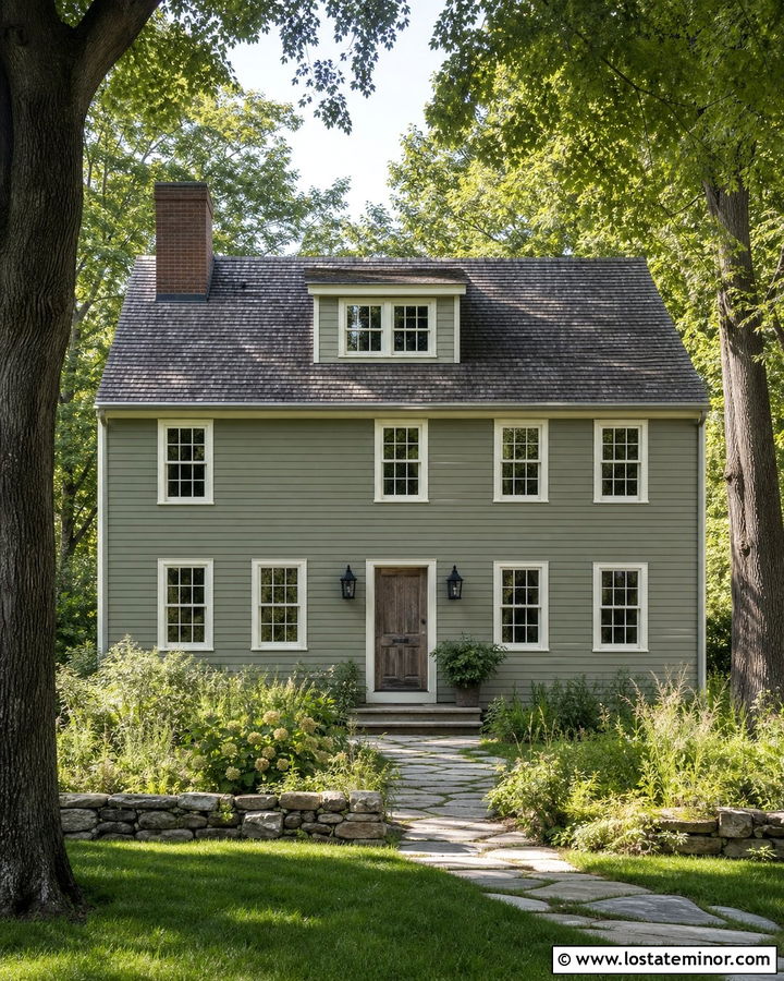 Sage Green Saltbox House With Shed Dormers - 30 Sage Green House Design With Dormers Ideas