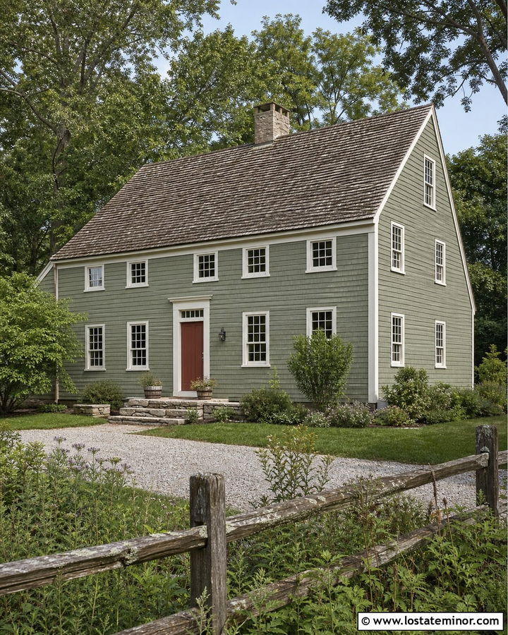 Sage Green Saltbox With Wood Shingles - 30 Sage Green House Design With Shingles Ideas