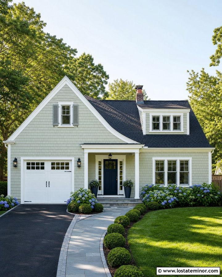 Sage Green Shingle House With White Trim - 30 Sage Green House Design With Shingles Ideas