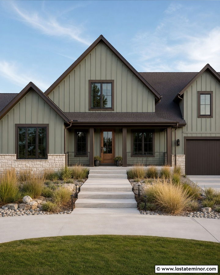 Sage Green Siding With Bronze Trim - 30 Sage Green House Design With Siding Ideas