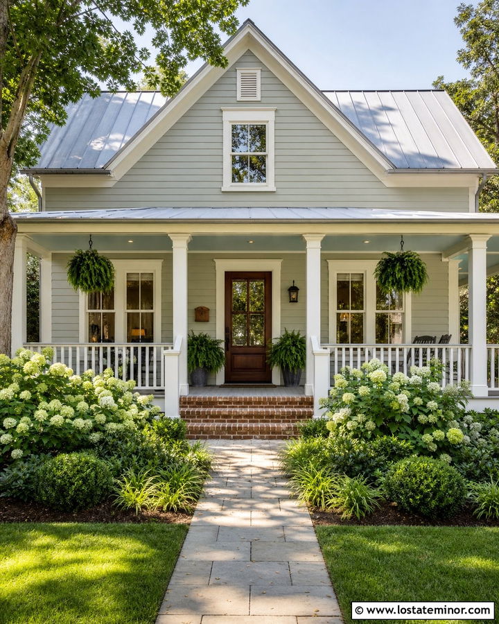 Sage Green Southern Cottage With Wall Mailbox - 30 Sage Green House Design With Mailbox Ideas
