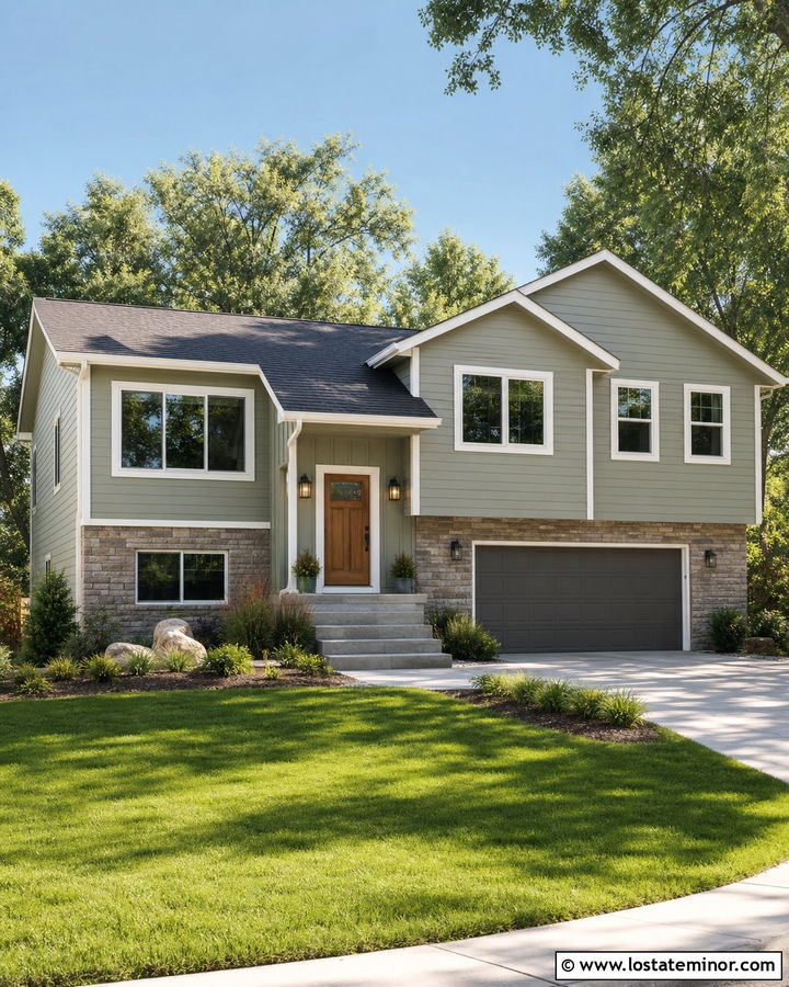 Sage Green Split Level Siding - 30 Sage Green House Design With Siding Ideas
