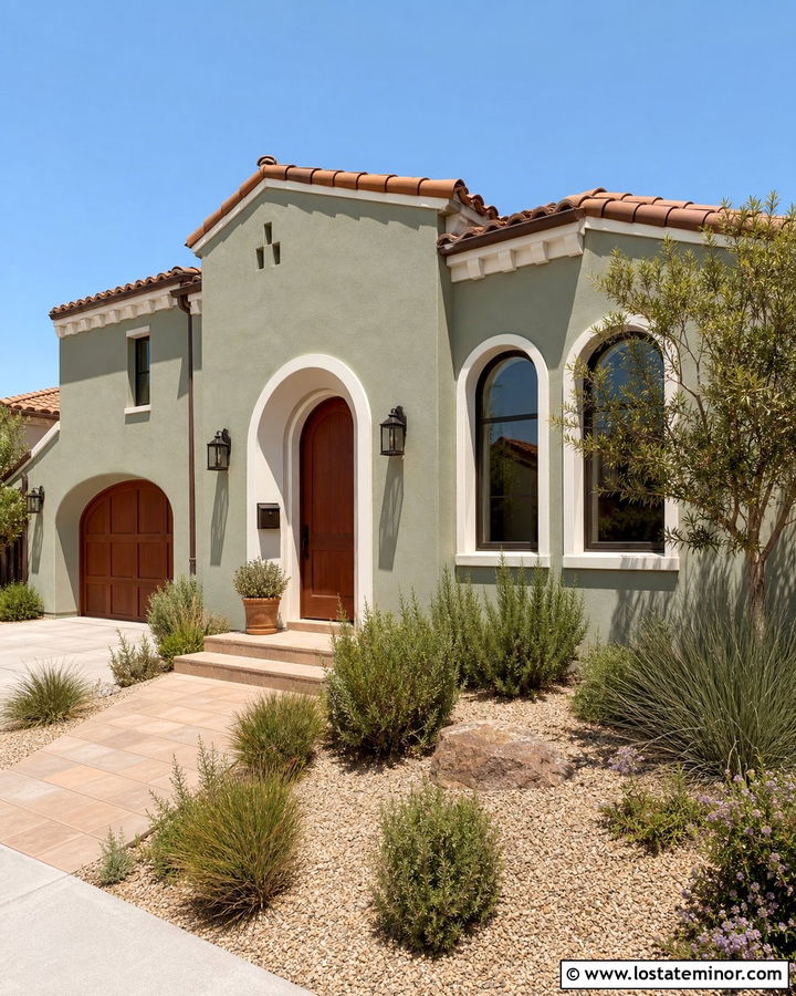 Sage Green Stucco House With Bronze Mailbox - 30 Sage Green House Design With Mailbox Ideas