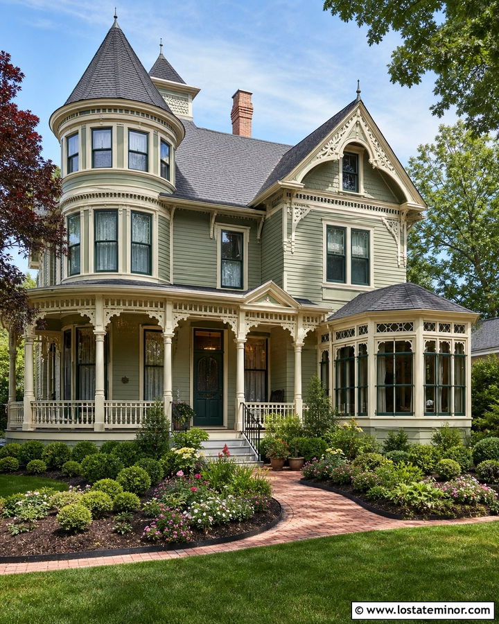 Sage Green Victorian With Wraparound Sunroom - 30 Sage Green House Design With Sunroom Ideas