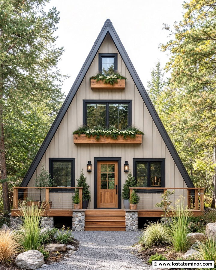 Sand A Frame House With Cedar Window Boxes - 30 Sand House Design With Window Boxes Ideas