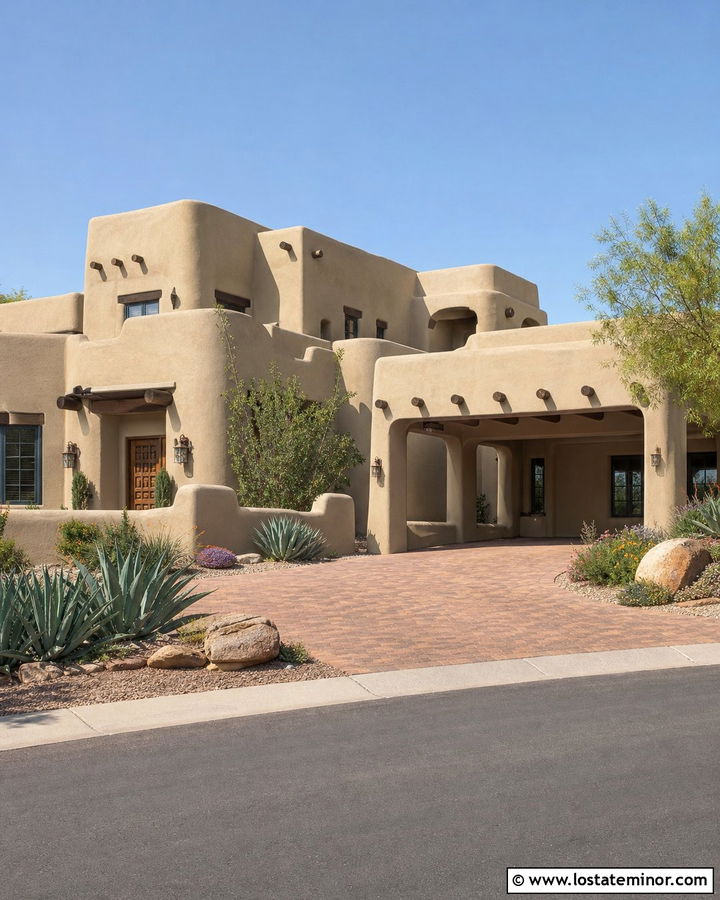 Sand Adobe House With Courtyard Carport - 30 Sand House Design With Carport Ideas
