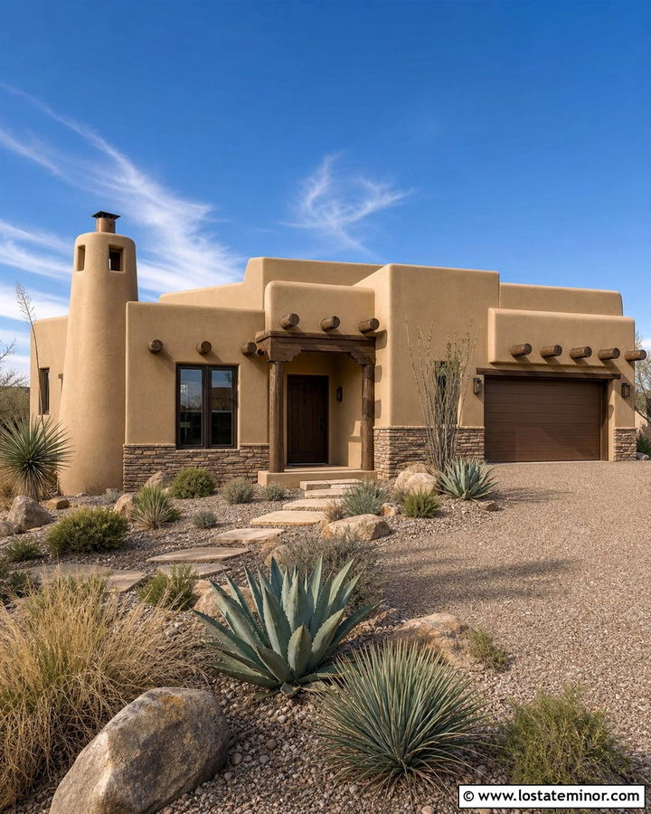 Sand Adobe House With Stucco Chimney - 30 Sand House Design With Chimney Ideas