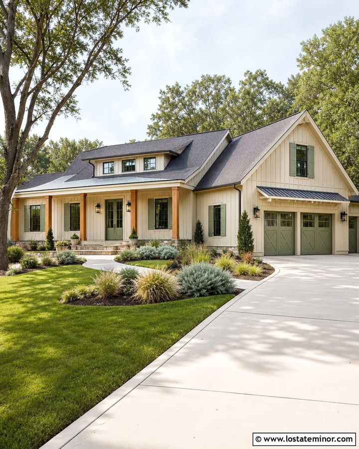Sand Board and Batten House With Sage Accents - 30 Sand House Design With Board and Batten Ideas