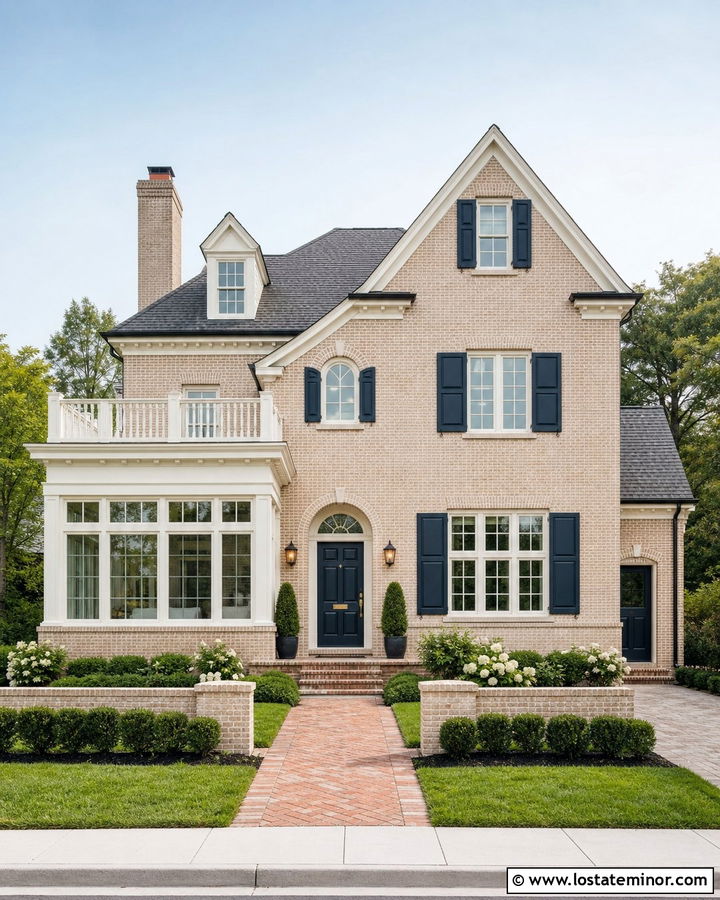 Sand Brick House With White Sunroom - 30 Sand House Design With Sunroom Ideas