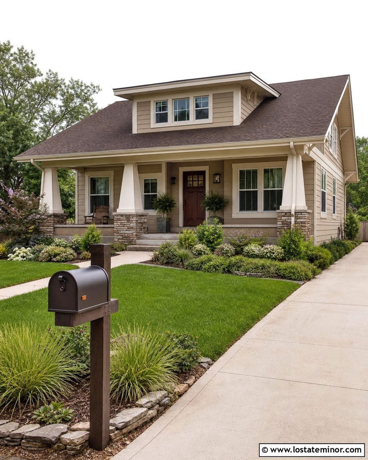 Sand Bungalow With Bronze Mailbox - 30 Sand House Design With Mailbox Ideas