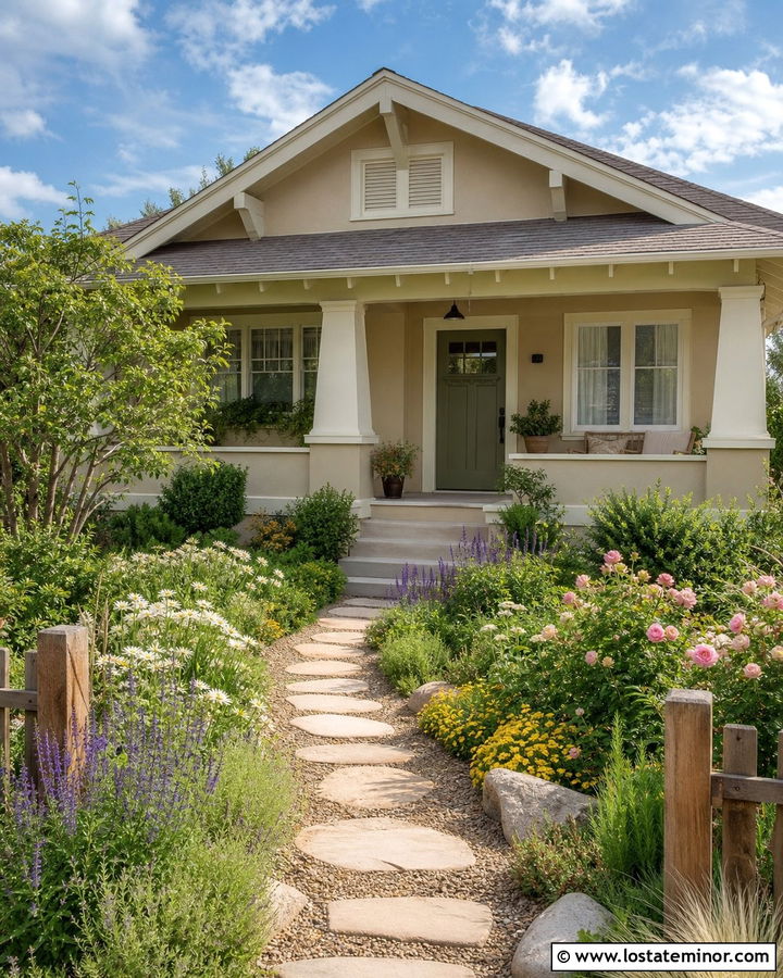 Sand Bungalow With Cottage Garden Landscaping - 30 Sand House Design With Landscaping Ideas