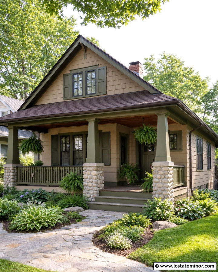 Sand Bungalow With Green Railings - 30 Sand House Design With Railings Ideas