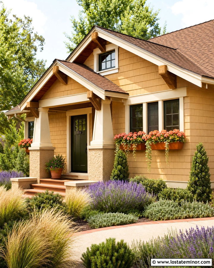 Sand Bungalow With Terracotta Window Boxes - 30 Sand House Design With Window Boxes Ideas