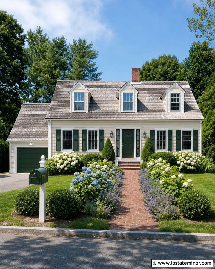 Sand Cape Cod House With Green Mailbox - 30 Sand House Design With Mailbox Ideas