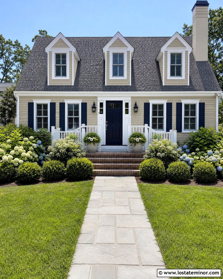Sand Cape Cod House With White Railings - 30 Sand House Design With Railings Ideas