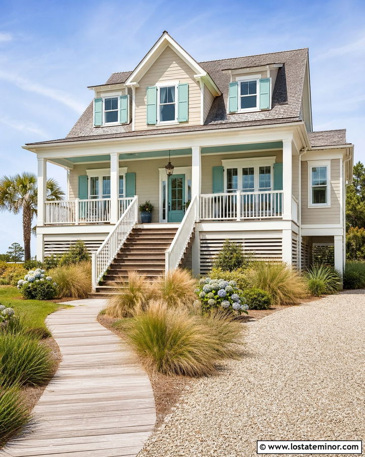 Sand Coastal House With Aqua Accents - 30 Sand House Design With Accents Ideas