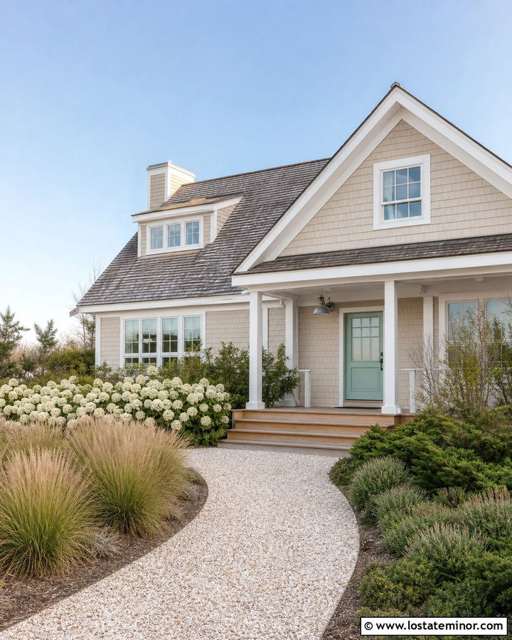 Sand Coastal House With Beach Grass Yard - 30 Sand House Design With Front Yard Ideas