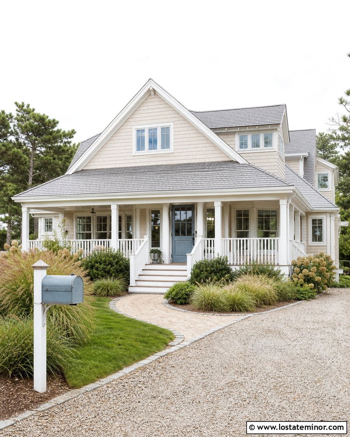 Sand Coastal House With Blue Mailbox - 30 Sand House Design With Mailbox Ideas