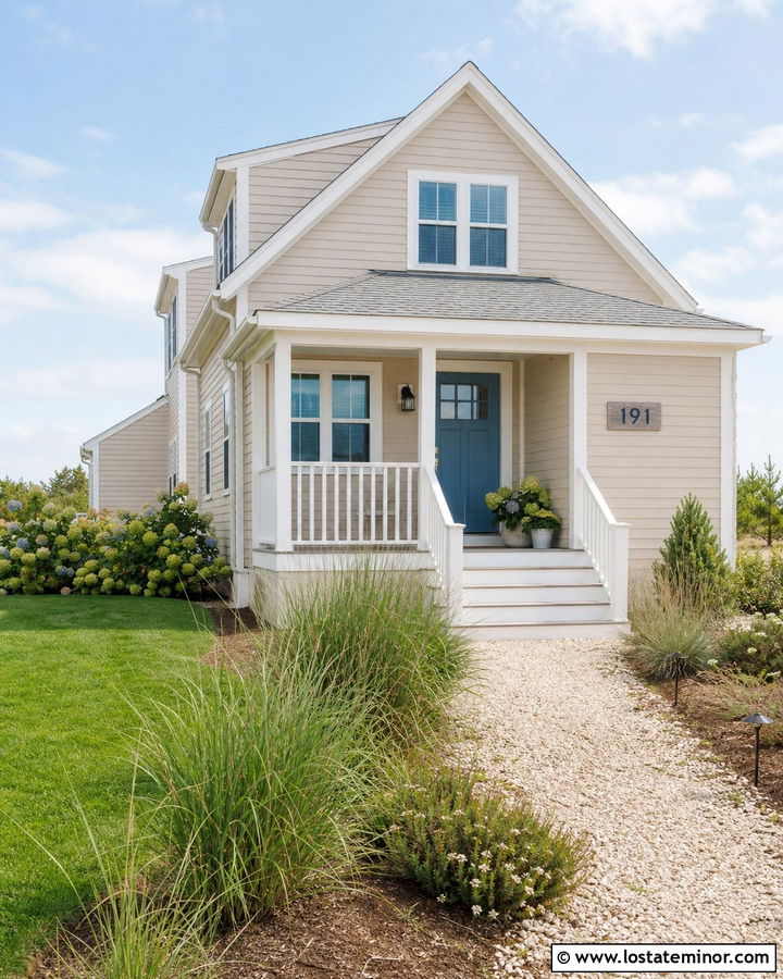Sand Coastal House With Blue Numbers - 30 Sand House Design With House Numbers Ideas