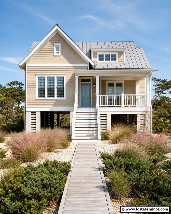 Sand Coastal House With Dune Grass - 30 Sand House Design With Landscaping Ideas