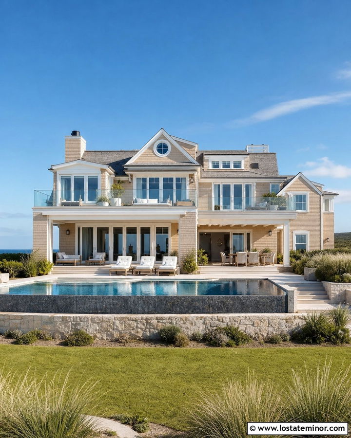 Sand Coastal House With Infinity Pool - 30 Sand House Design With Swimming Pool Ideas