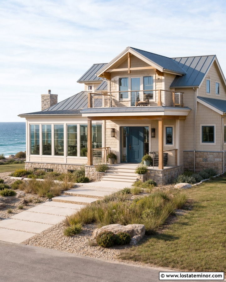 Sand Coastal House With Ocean View Sunroom - 30 Sand House Design With Sunroom Ideas