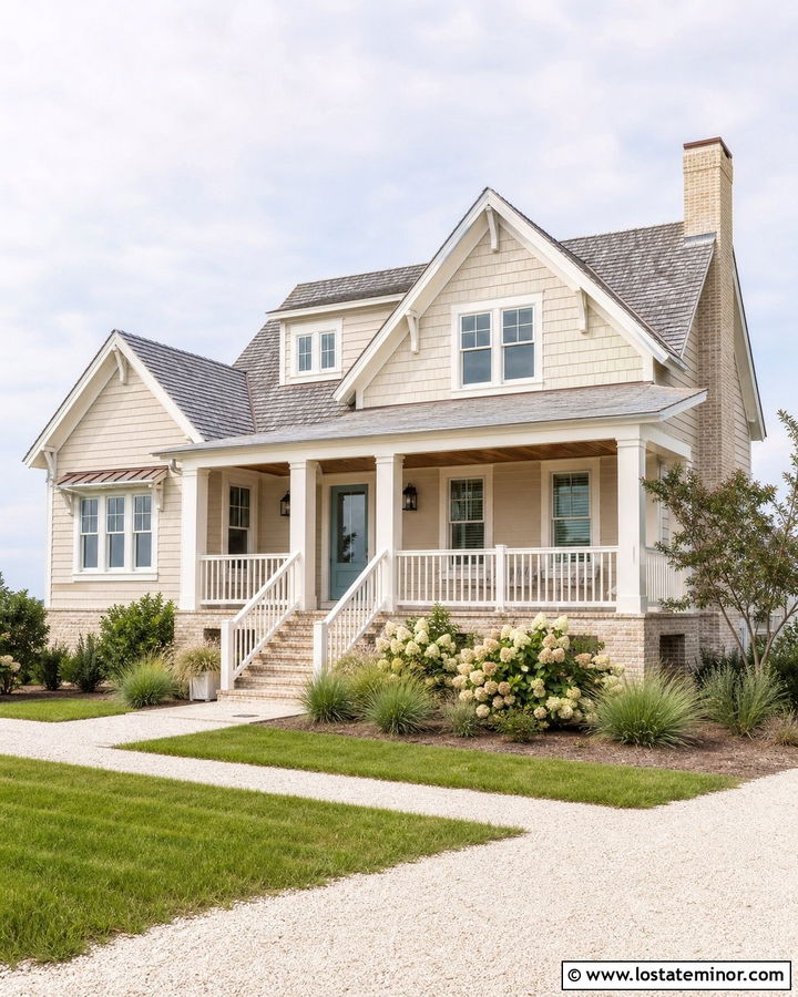 Sand Coastal House With Pale Brick Accents - 30 Sand House Design With Brick Accents Ideas