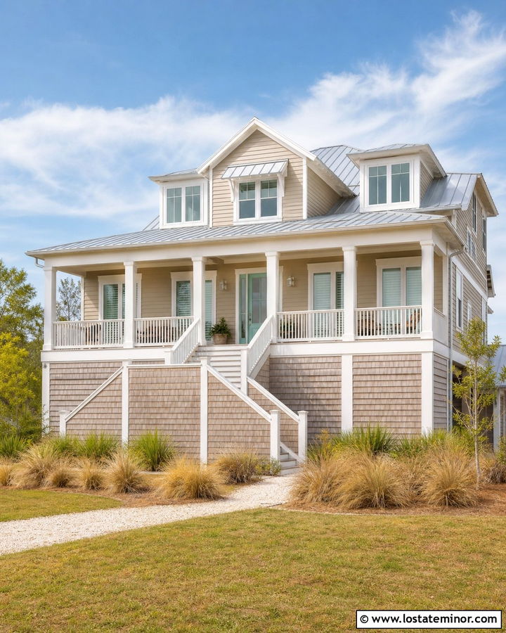 Sand Coastal House With Shingle Wainscoting - 30 Sand House Design With Wainscoting Ideas