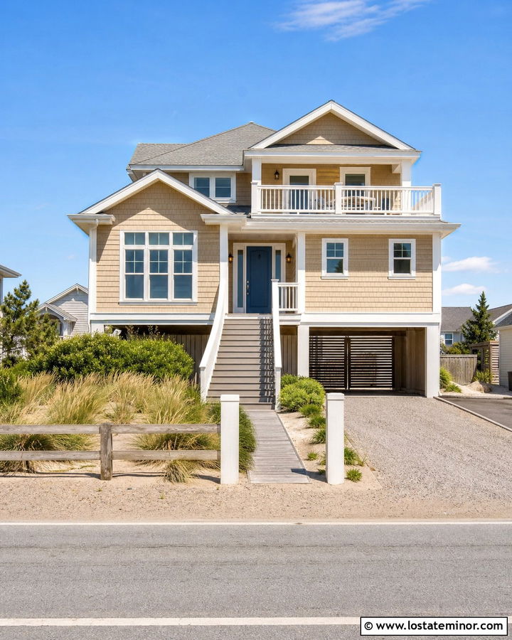 Sand Coastal House With Weathered Fence - 30 Sand House Design With Fence Ideas