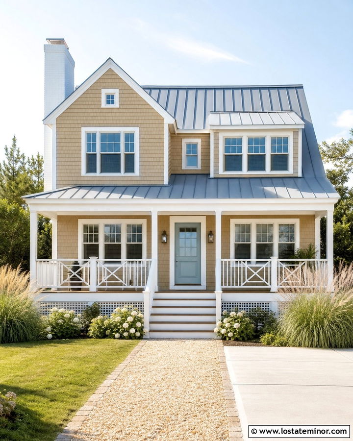 Sand Coastal House With White Chimney - 30 Sand House Design With Chimney Ideas