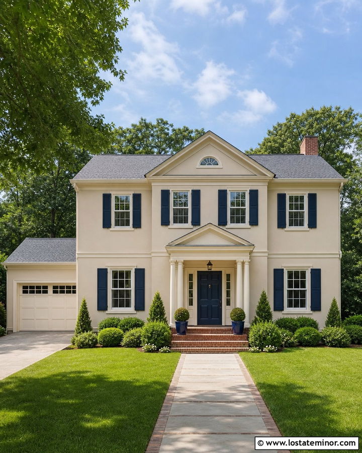 Sand Colonial House With Center Gable - 30 Sand House Design With Gables Ideas